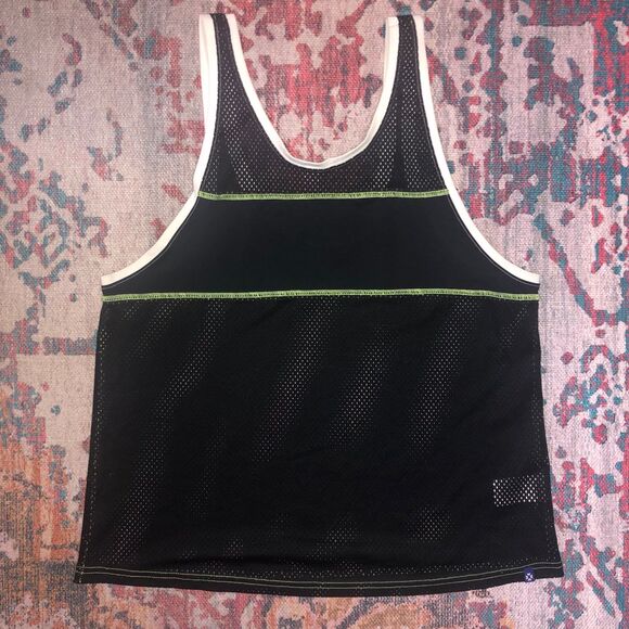UO Black Mesh Tank w/Lime Green Contrast Stitching size L - Picture 5 of 6
